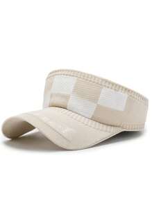 Tweekleurige geruite letter casual bohemian polyester hardlooppet, winddichte uv-bescherming decoratie, lente/zomer
