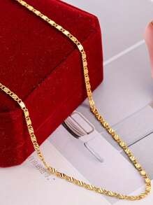 1 件 16-30 英寸 18K 镀金极简主义颈链，男士女士 DIY 链环 2 毫米扁平链父亲节、感恩节节日珠宝礼物 - 金黃色 - 查看 5