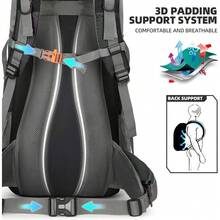Mochila de senderismo de 70 l con cubierta de lluvia, mochila de viaje ligera - Negro - Ver 5