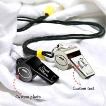 1 件个性化口哨项链礼物教练口哨定制足球篮球棒球曲棍球足球学校，多功能，装饰性，可重复使用，精致，时尚，高品质，色彩鲜艳，现代，定制，个性化，独特，家居清新，温馨氛围，家居生活，定制工艺品 - 彩色 - 查看 2