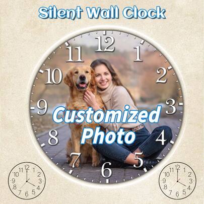 8-Inch Customizable Photo Wall Clock - Personalized Picture Clock Suitable For Wedding, Valentine's Day, Easter, Thanksgiving And New Year - Decorative Wooden Clock (Batteries Not Included) Gifts Birthday Graduation