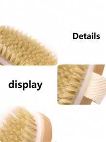 1 件装天然猪鬃干性皮肤身体刷 - 猪鬃干性沐浴刷、身体磨砂膏、皮肤刷、软毛按摩刷，可改善血液循环、减少痤疮