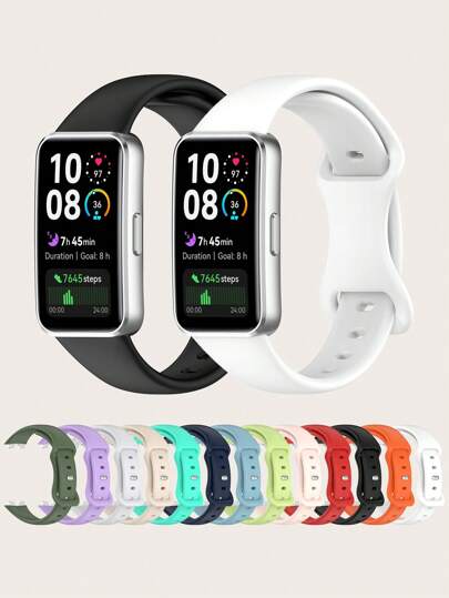 1 pieza Correa de pulsera inteligente de silicona casual desmontable con hebilla, compatible con Huawei Band 10/9/8