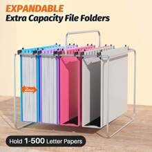 1/3/6 Pcs Extra Capacity Plastic Hanging File Folder, Reinforced Hang Folders Letter Size, Heavy Duty 2 Inch Expansion, Filing Cabinet Folders, For Bulk Files, Medical Charts, Assorted Colors - Sets - View 5