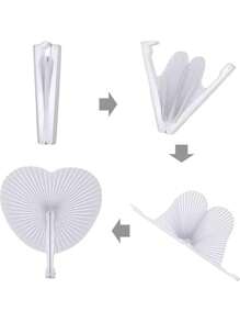 Paquete de 10/20 abanicos de mano plegables con forma de corazón de papel blanco, surtido para regalos de fiesta de cumpleaños, suministros para bodas, manualidades - Corazón blanco - Ver 10