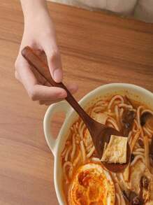 1/2/5/10 piezas Cucharas de madera con mango largo de madera de alcanfor japonesa para comer arroz, revolver, ramen
