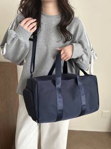 Cross-Border Sports & Yoga Dual-Shoulder Sports Bag, Large Capacity Lightweight Short-Distance Storage Travel Bag, Wet-Dry Separation Waterproof Gym Bag Suitable For Back To School, Travel, Business Trip Holiday Essentials Holiday Travel Essentials Travel Accessories Bag For School School Accessories School Stuff - Blue - View 3