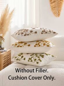 1pc Green Leaves Embroidered Decorative Pillow Cover, Suitable For Indoor Decoration, All Seasons, Does Not Include Pillow Insert - Green - View 5