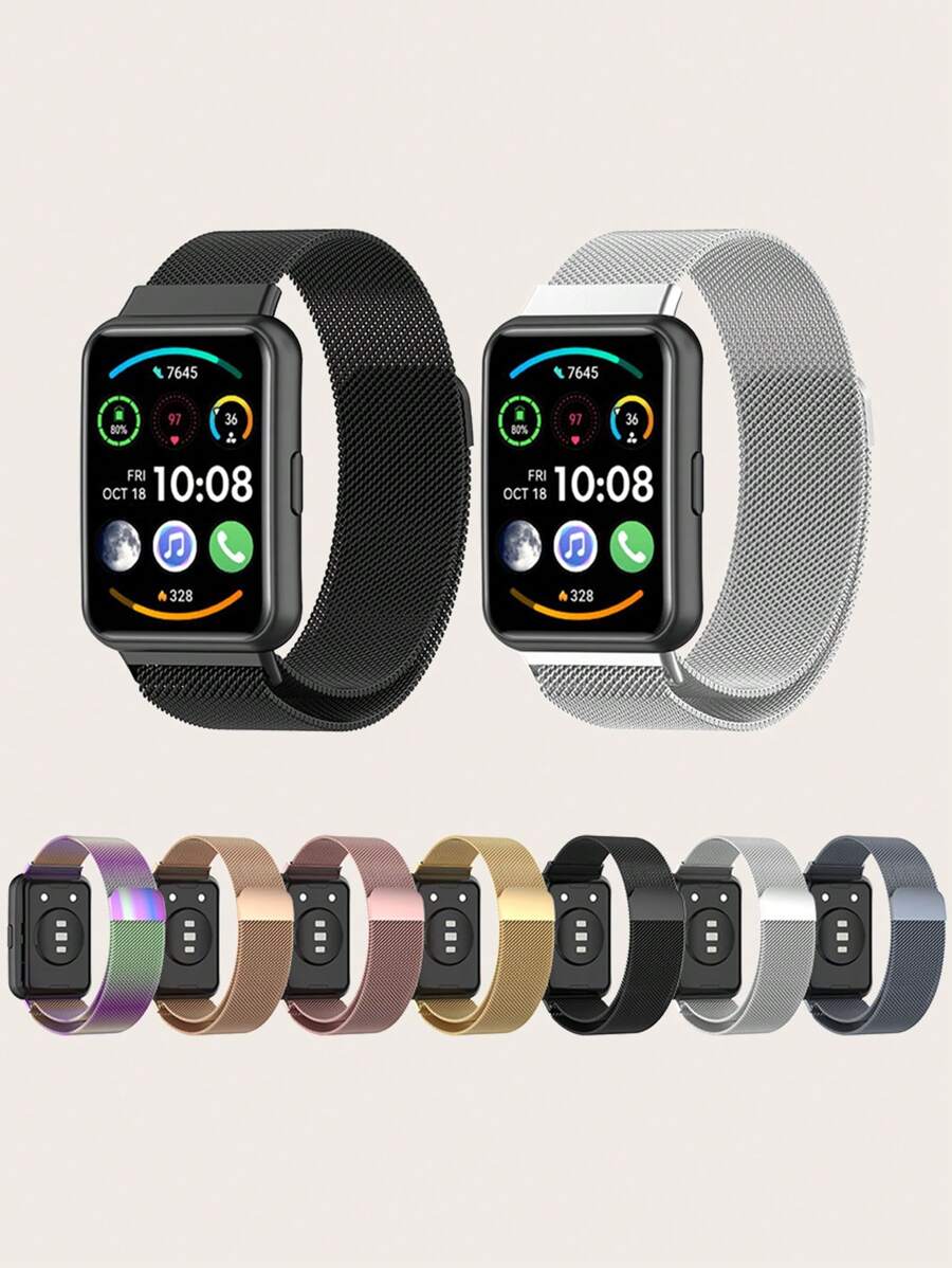 1 件普通不锈钢镂空米兰尼斯磁性可拆卸表带，适用于华为 Watch Fit 2 - Watch Fit 2 - 查看 1