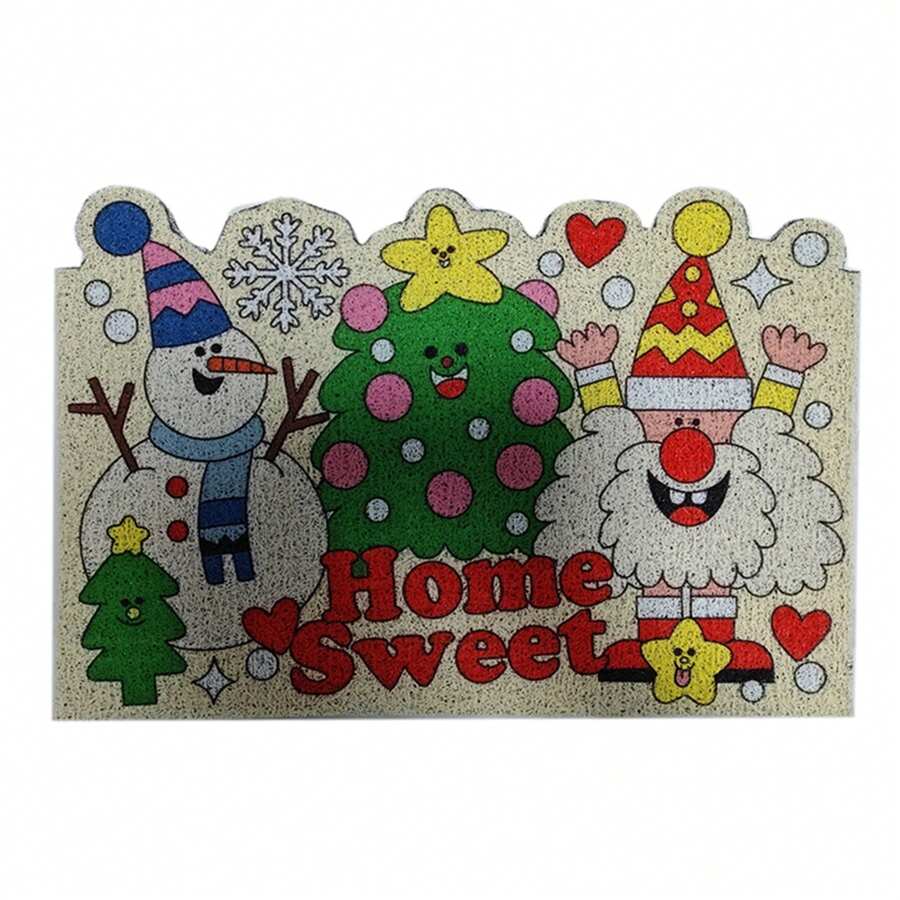 23.62*15.74inches Christmas Silk Hoop Mat For Household Entrance Door Rubbing Soil Mat - White - View 1