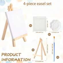 Children And Adults Outdoors,Indoors Painting Set - 4 Pcs Mini Canvas Kit With Easel, Brushes, Palette - Perfect For Classroom Art Projects & Birthday Party Favors