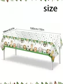 1/2/4/6 件丛林动物园主题桌布，森林狮子生日派对装饰一次性防水餐具，适用于户外、庭院、家居、派对、聚会 - 綠色 - 查看 9