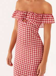 Womens Off The Shoulder Ruffle Party Dresses Beach Maxi Dress Summer Long Bodycon Sundress - Red - View 6