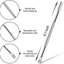 10/3 Pcs Stainless Steel Seafood Forks 6.75" - Multicolor - View 3