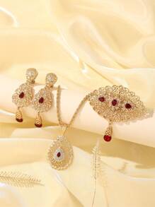 新娘首饰套装 - 胸针、耳环、项链、女士首饰套装、法式复古风格、婚礼派对节日礼物 - 彩色 - 查看 8