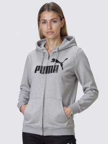 Puma ESS Logo Full-Zip Hoodie FL - Light Grey Heather - View 2
