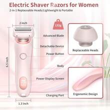 Electric Razors For Women,2 In 1 Bikini TrimmerFace Shavers,Hair Removal For Underarms Legs,Ladies Body Trimmer