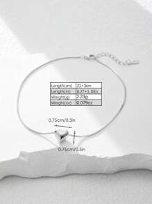 1條925純銀極簡風格3D心形腳鍊，適合女性日常穿著/暑假度假