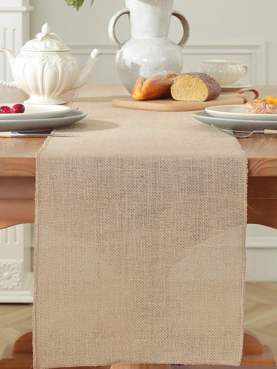 1 件 100% 亚麻复古流苏桌旗，适用于咖啡桌、橱柜、桌布、厨房餐桌、餐垫、野餐垫、礼物、家居装饰、咖啡厅、书房、别墅、派对、家庭聚会、节日装饰、室内外、房间装饰、户外家具、花园派对、婚礼装饰，有多种尺寸可供选择 - 卡其色 - 查看 1