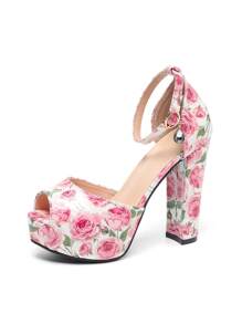 Sandale cu toc înalt pentru femei, design cu cataramă, cu platformă groasă și vârf deschis, tocuri groase sexy pentru primăvară, vară, toamnă, petreceri în club de noapte, sandale cu toc înalt la modă