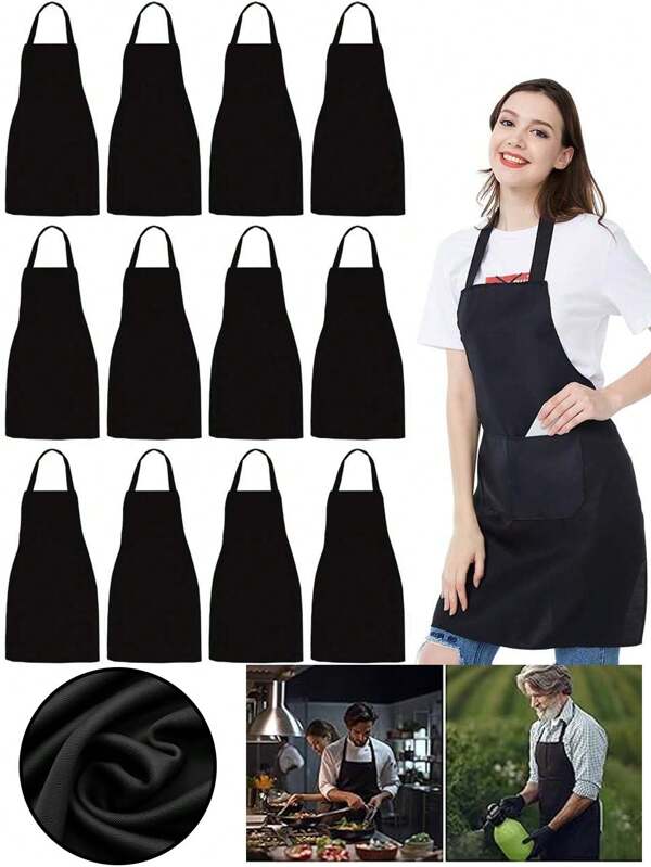 1/2 pezzi grembiule con pettorina con 2 tasche capienti, grembiule pettorina nero - unisex, grembiuli lavabili in lavatrice per uomo e donna, resistenti all'acqua e all'olio, per cucina, artigianato, BBQ, disegno, cottura, grembiule da chef, moda, lavori domestici e abbigliamento da lavoro