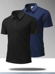 2pcs Men's Summer Quick Dry Breathable Sports Polo Shirt - Multicolor - View 1