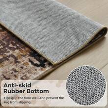 Area Rugs For Bedroom Living Room Kids Room, Modern Abstract Entryway Area Rug Indoor, Boho Vintage Machine Washable Coffee Rug, Low Pile Non Slip Dining Room Study Office Carpet - 棕色 - 查看 7