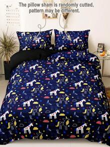 3 件套星云独角兽羽绒被套（1 个羽绒被套 + 2 个枕套，不含填充物），卡通，可爱，有趣，日常使用，涤纶纤维柔软亲肤，全年卧室使用