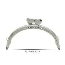 1pc Heart-Shaped Latch & Lock For Handmade Bag/Purse Frame - Silver - View 4