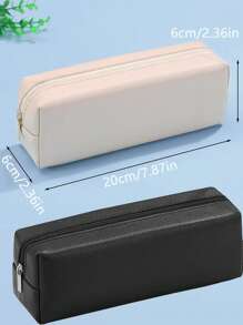 1pc Foldable Portable PU Makeup Stationery Pen Pencil Storage Bag, Back To School, School Supplies, Pencil Case, Pencil Pouch, Backpack (Black, Brown, Gray, Beige, Blue)