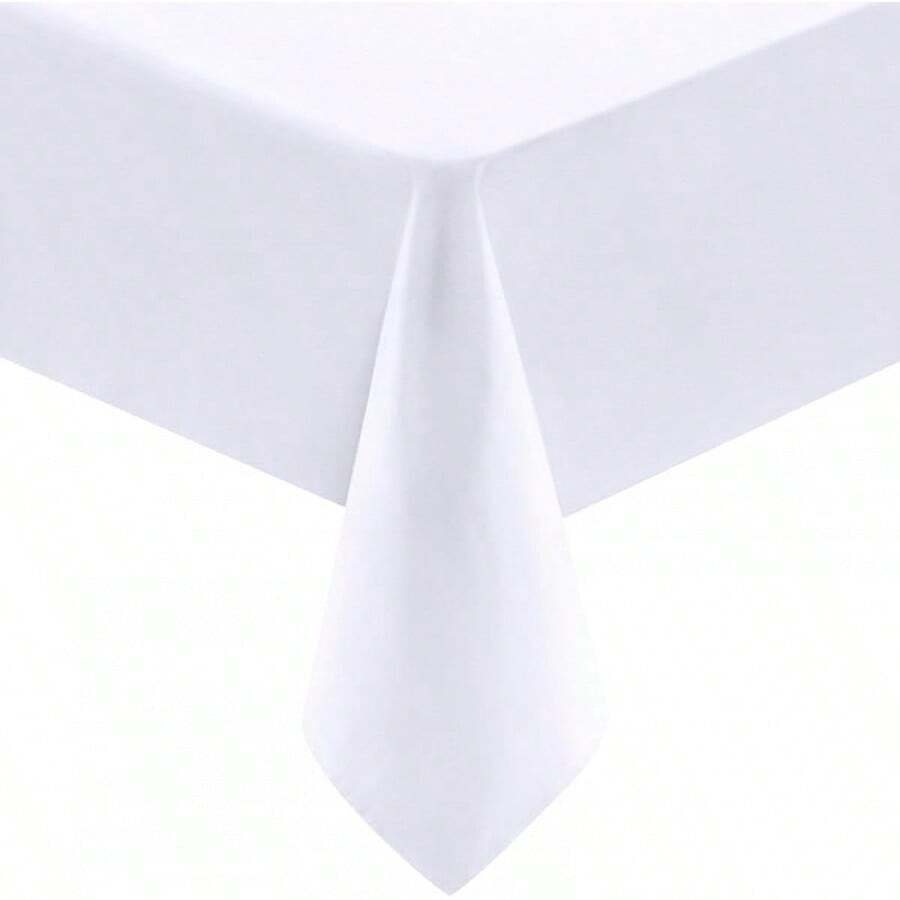 Rectangle Table Cloth 2 Pack (90x132 Inches, White), Washable Polyester Table Cover Dining, Buffet, Picnic, Event, Wedding, Restaurant, Party Decor - 白色 - 查看 1