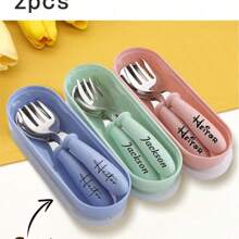 2pcs Personalized Cutlery Set, Custom Spoon- Custom Name Engraved Spoon Fork Set - Stainless Steel Cutlery Set, Stainless Steel Table Forks, For Anniversaries, For Valentine's Day, For Mother's Day, For Birthdays, For Children's Day, For Father's Day, For Graduation, For Weddings, For Housewarming Dining Room, Kitchen, Office, School