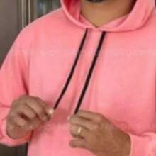 Men's Sweatshirts Plain Flannel Kangaroo Top Cold Hooded - Pink - View 3