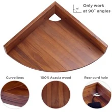 Corner Shelf Wall Mount Set Of 3, Solid Acacia Wood Round Floating Corner Shelves For Storage And Display, Hanging Wood Shelves For Bedroom, Kitchen, Living Room, Bathroom (Dark Brown) - 棕色 - 查看 2