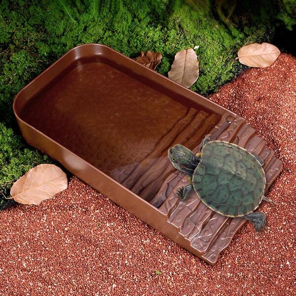 1 Stück/2 Stück Kunststoff Schildkröten & Eidechsen Badebecken mit Treppe, Kletterpodest für den Lebensraum, Reptilien Badebecken, Fütterungsnapf & Blätter Set, geeignet für Reptilien & Amphibien