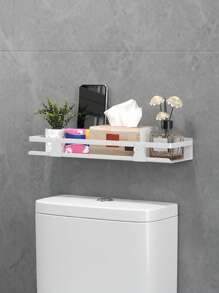 Storage Rack Above Toilet, Simple White. Rounded, Polished Edges Prevent Hand Injuries. Holds Tissues, Phones, Etc. Wall - Mounted, Convenient And Practical - Multicolor - View 5