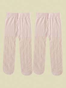 2 件女童婴幼儿心形印花紧身裤，柔软网眼连裤袜，纯色紧身裤，适合日常生活、舞蹈练习、裙子搭配，春夏 - 彩色 - 查看 40