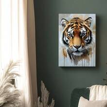 1pc Wrapped Framed Canvas Wall Art, Vintage Prints Poster, Tiger Wall, Home Living Room Bedroom Ofice Wall Decor, Birthday Party Decor, Hanging Hardware Included - Framed, Vertical - Framed Canvas - 查看 7