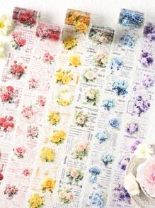 6 Rolls/Box Floral PET Waterproof Sticker Set, Different Color Design Handbook Decorative Stickers, Student Stationery And Scrapbook Decoration Fashion Stickers