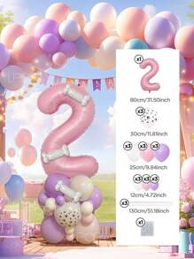 Set de 25 piezas que incluye: Globos con números del 0 al 9 de 32" en rojo/azul/dorado/rosa, Globos de látex con diseño de pata de perro de 12", Globos de látex mixtos de 10" en rojo, amarillo y azul, y Globos largos blancos con forma de hueso de perro. Adecuado para cumpleaños, aniversarios y eventos celebrativos. - Multicolor - Ver 38