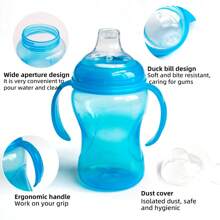 300ml Easy-Grip Double Handle Spill-Proof Hard Duckbill Cup, 1 Pack, 98g Baby Sippy Cup With Dust Cover & Silicone Spout, For Boys & Girls 6 Months+ - Uniform Color - View 3