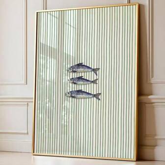 1pc Unframed Sardine Fish Kitchen Seafood Wall Art Poster Canvas Print Minimalist Restaurant Decor Painting For Apartment,Dorm,Living Room,Dining Room,Modern Home Decoration