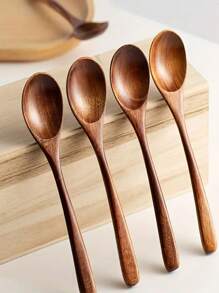 1/2/5/10 piezas Cucharas de madera con mango largo de madera de alcanfor japonesa para comer arroz, revolver, ramen
