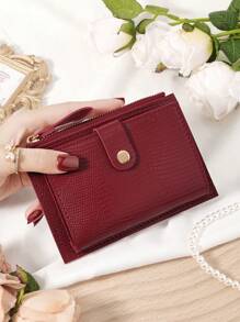 Burgundy Bag Charry Red Bag Wine Red Bag,Fashionable Burgundy Purse With Embossed Tactile Feel And Snap Closure - High-Quality Leather Women's Wallet With Multiple Card Slots, Zippered Coin Pocket, And Durable Scratch-Resistant Hardware - Burgundy - View 10