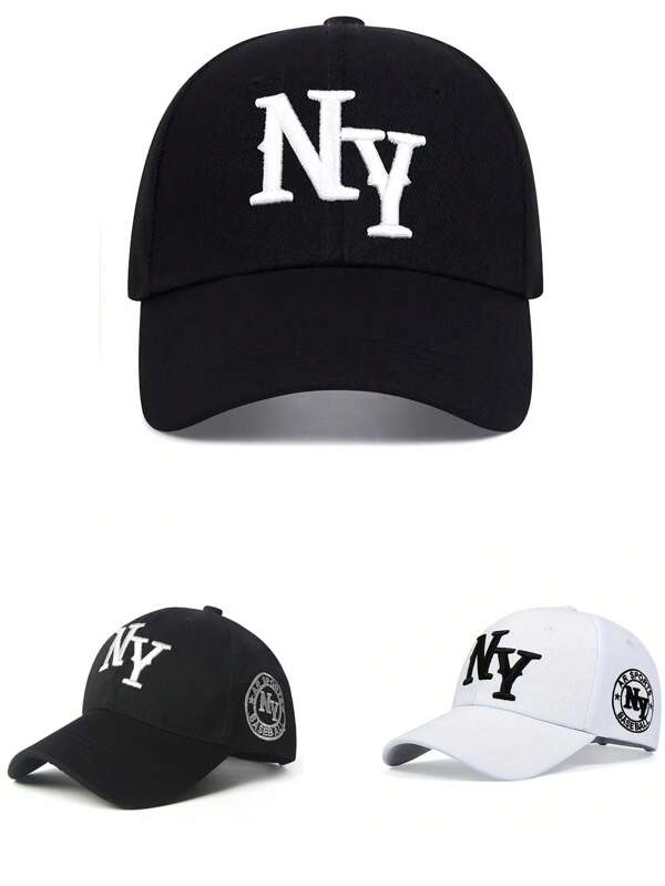 1pc Versatile Unisex Embroidered Baseball Cap, Men And Women Letter Polyester Sun Shading Hat