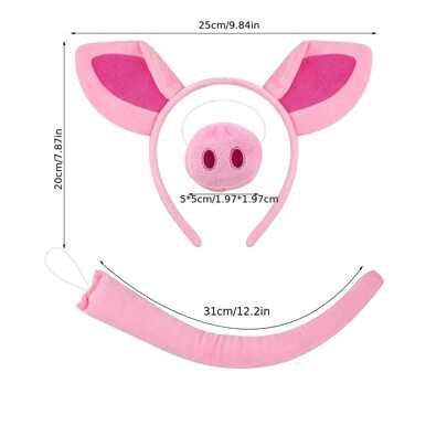 Bộ 3/4 băng đô hình heo hồng nhồi bông, băng đô trang điểm, băng đô hình thú tiệc tùng, phụ kiện hóa trang Halloween bán chạy nhất