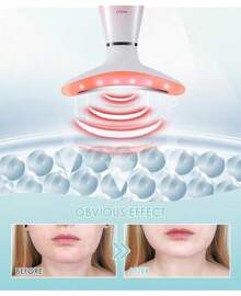 7 Color Neck Face Massager - Facial Massager Tool For Skin Care At Home, Vibrating Face Massager With Thermals, Galvanic Machines White - Pink - View 7