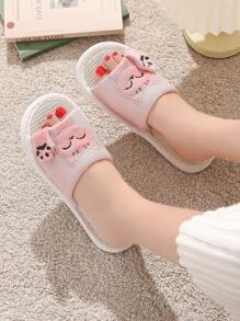 1 Paar Damen Maneki Neko Offene Zehe Slip-On Pantoffeln, Komfortabel & atmungsaktiv für Innen-/Schlafzimmer, Lässig Hausschuhe, weiche Sohle mit Glückskatzen Design, geeignet für alle Jahreszeiten