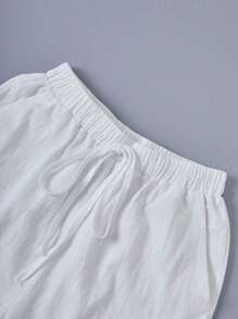 European And American Women's Solid Color Strappy Shorts With Pockets - 白色 - 查看 2