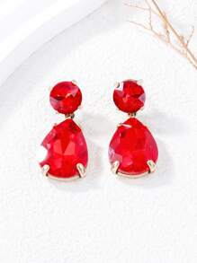 juran 1 对经典简约珠子和水滴玻璃耳环，适合女士，可爱，适合休闲、约会日常佩戴 - 水滴 - 查看 7